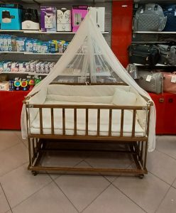 تخت و گهواره کنار مادر چوبی فندوقی سایز 120